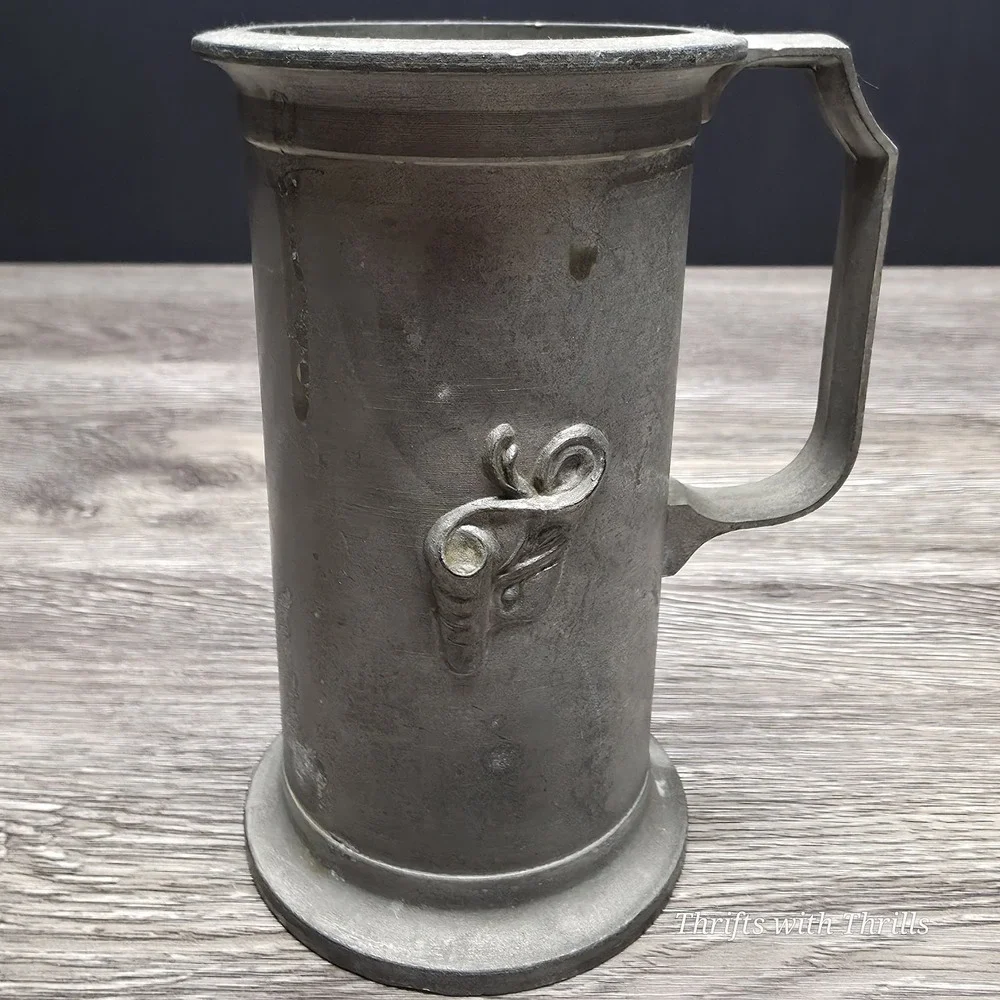 Vintage Peltrato 95% Pewter Measuring Cup 1/2 Liter Made in Italy Metalware